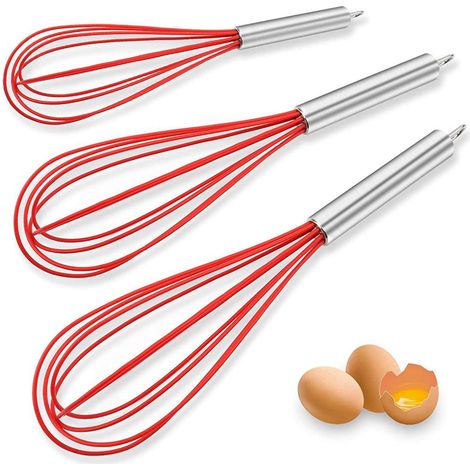 Ensemble de fouets de cuisine très robustes en silicone, fouets à ballons et fouets à œufs (1/4)