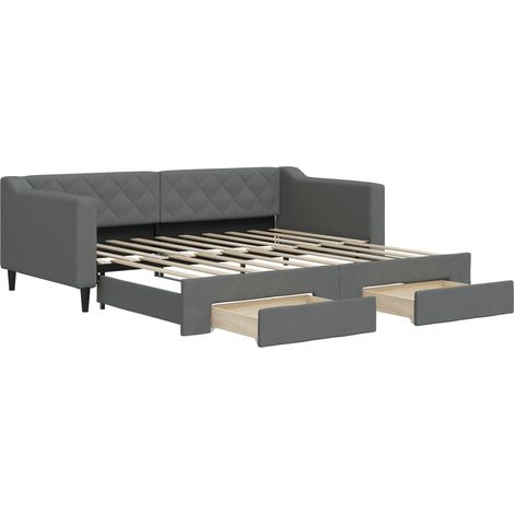 Maison Exclusive - Divano Letto Estraibile Cassetti Grigio Scuro 90x190cm Tessuto