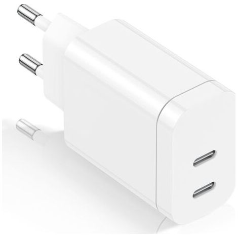 Chargeur rapide USB-C, chargeur mural 2 ports, double chargeur rapide compatible avec iPhone 15/14/14 Plus/14 Pro Max/13/12 Pro Max/Mini/11/XS/XR/X, iPad, Samsung, LG (1/5)
