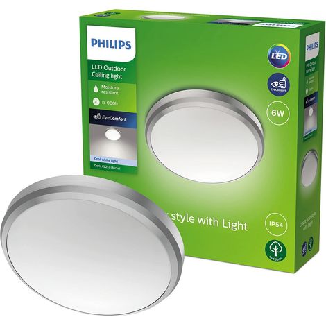 Philips Lighting Plafoniera con LED integrato Doris, per esterni, IP54, 4000K, Grigia (1/4)
