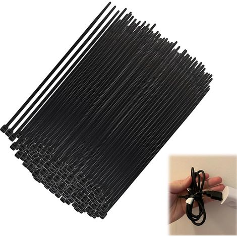 Colliers de Serrage en Nylon Noir, 100mm x 1.8mm, Attaches Autobloquantes pour Câbles (1/5)