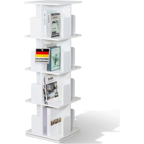 Bücherregal Indiana Weiß, 40 x 40 x 129 cm, 4 Etagen