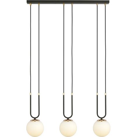 Lampada a Sospensione Glam, Acciaio verniciato a polvere, Vetro, Nero, Bianco, 70x115x15 cm (1/5)