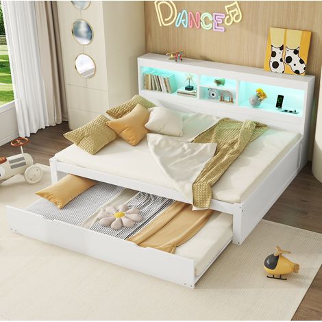 Letto Estraibile 140x200 cm con Bianco (1/5)