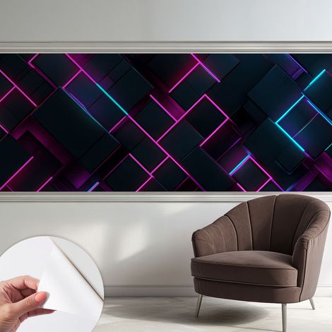 Papier peint autocollant avec imprimé pour cuisine facile à appliquer pour mur a motif Géométrie néon 250x104 cm (1/5)