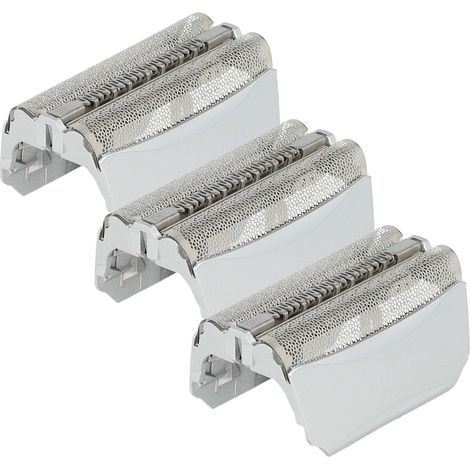 vhbw 3x Doppelscherfolie kompatibel mit Braun 550, 530, 360 Complete, 550S, 560, 530s, 540, 550cc Elektrorasierer + Rahmen, silber