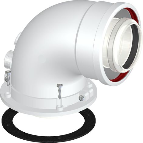 Curva coassiale di partenza Ø60/100 per caldaie a condensazione in pp bianco con guarnizione epdm inclusa stabile pac paccp u1 d60-100