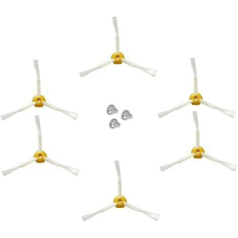 Cepillo lateral para iRobot Roomba series 500, 600 y 700 (Amarillo, 6 unidades, cepillo lateral de 3 brazos) (1/5)