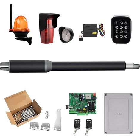 Kit d'ouvre-portes automatiques Ouvre-porte automatique à balançoire simple - 10 pieds de long 450 lbs Ouvre-porte à verrouillage électrique avec contrôle Wifi solaire pour accessoires de portail coul (1/5)