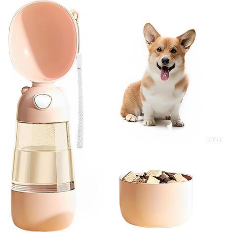 2-in-1 Hunde-Trinkflasche mit integriertem Napf, tragbarer Wasserspender für Hunde, Outdoor-Trinkflasche, geeignet für Welpen, Katzen und andere Haustiere, unverzichtbar für Reisen, Spaziergänge und W (1/5)