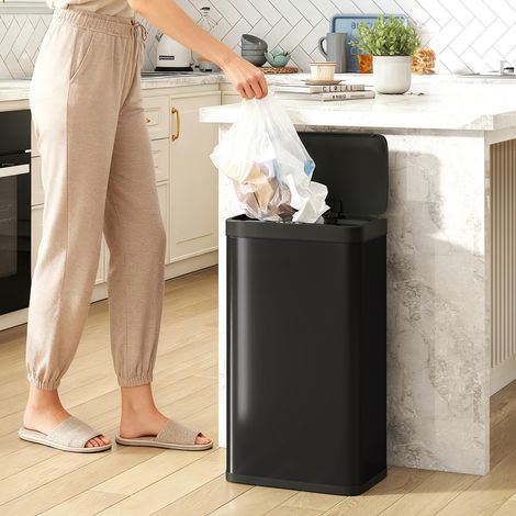 Cubo de Basura Cocina Automático 45 L con Sensor Infrarrojo Cierre Suave y Cubo Interior Extraíble Antihuellas Negro (1/5)