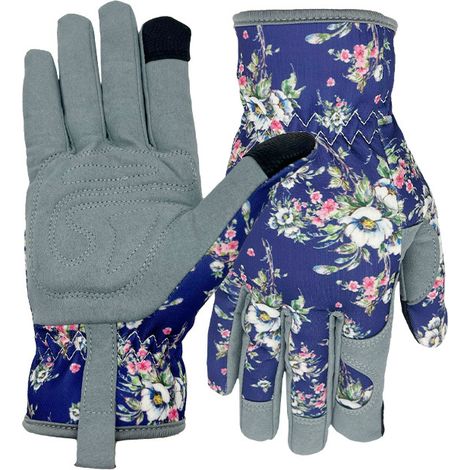 Guanti da giardinaggio da donna in pelle, resistenti alle forature, compatibili con touchscreen, confezione regalo, taglia M (1/4)