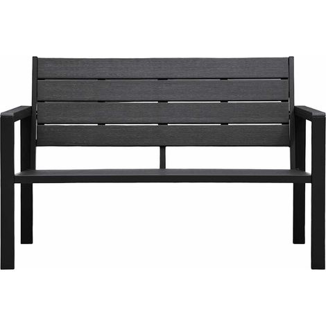 vidaXL Banco de jardín HDPE negroo aspecto madera 120 cm (1/2)