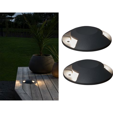 LED Bodenaufbaustrahler 2flammig Aufbauspot 2er SET aussen anthrazit Ø20cm IP65 (1/5)