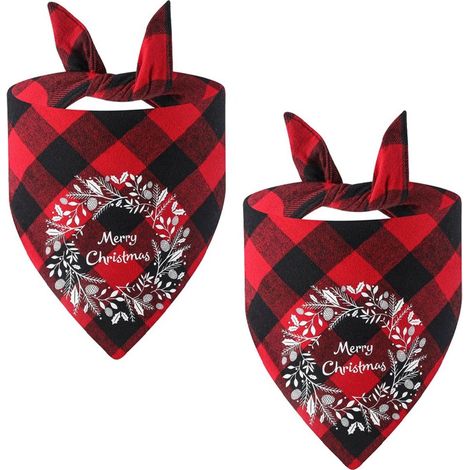 Filiyano-Bandana à carreaux pour chien, ensemble de Noël ajustable pour chien mignon KLB (1/5)