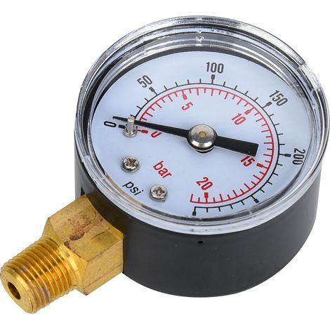 Mechanisches Manometer mit 1/8-Zoll-BSPT-Bodenanschluss für Luft, Öl und Wasser (0-300 psi 0-20 bar) (1/5)