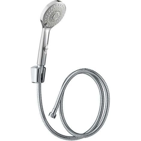 Douche Cindy trio 5 jets avec arrêt de jet et flexible métal 1,50 m Wirquin 60720870, gris (1/4)
