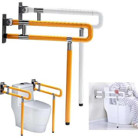 60cm WC Haltegriff, Toilette Klappbar, Stützklappgriff Toilette Klappgriff, Stützbügel Wandstützgriff, Haltegriffe für Senioren,Stützgriff Weiß