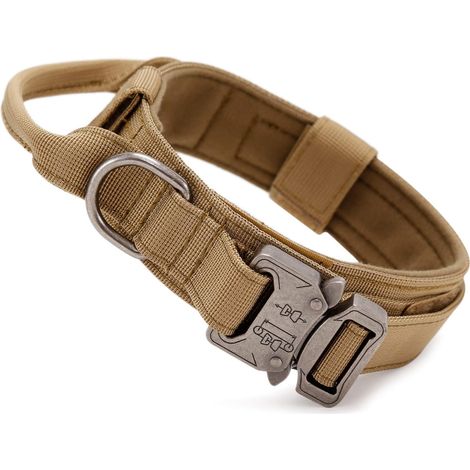 1 Collier tactique pour chien, nylon militaire, boucle métal rapide, rembourré, poignée contrôle, chasse entraînement extérieur (1/5)