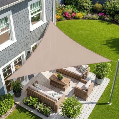 3x3x3m Voile d'Ombrage Imperméable Triangulaire Taupe (1/5)