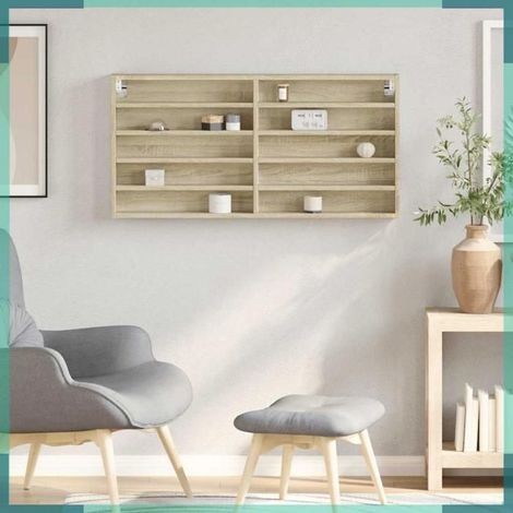 847949 Armoire à vitrine chêne sonoma 100x8,5x50 cm bois d'ingénierie (1/5)