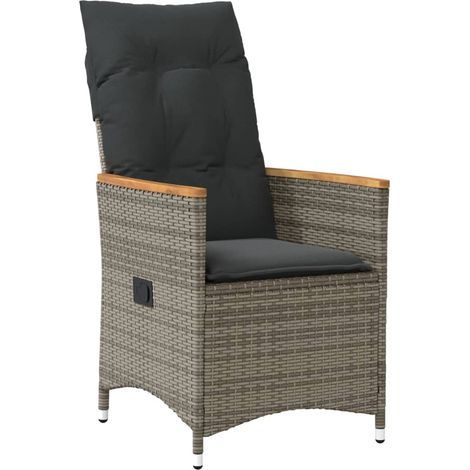 Maison Exclusive - Sedia Reclinabile da Giardino con Cuscini Grigia in Polyrattan