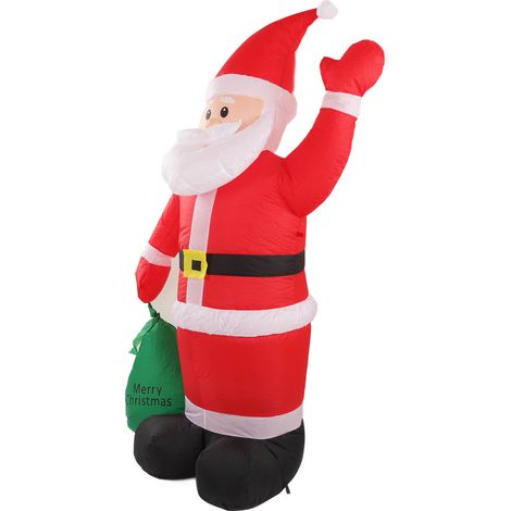 Décoration de Père Noël gonflable avec lumière LED intégrée, sac gonflable étanche pour jardin, terrasse et fêtes de Noël, prise UE 100-240 V (1/5)