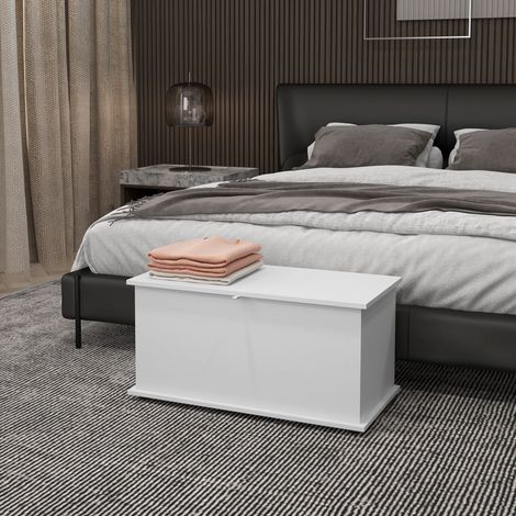 Banco de almacenamiento, banco multiusos con bisagras de seguridad, zapatero de madera con tapa para recibidor, pasillo, dormitorio, sala de estar, 80x40x40cm, blanco