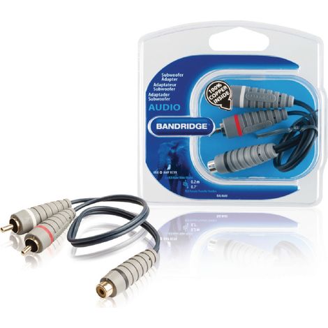 Câble pour caisson de basses Bandridge BAL4600, 2 x RCA mâle - RCA femelle, 0,20 m, bleu (1/5)