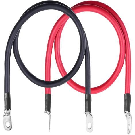 Câble de batterie 5 AWG, 20 pouces, fil électrique en cuivre pur de calibre 5, avec cosses à anneau de 5/16\ (1/4)
