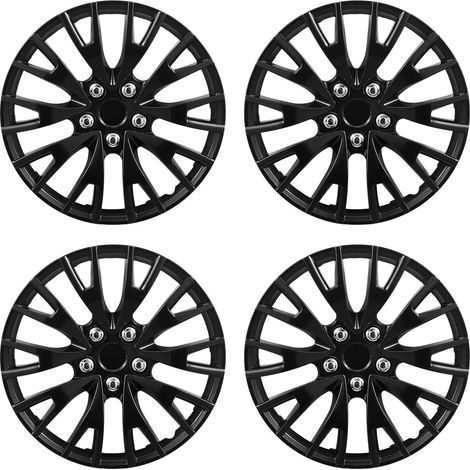 Couvre-roues 16 pouces Set de 4, Capuchons de jante OEM pour Hyundai Chevrolet Ford Honda, ABS noir brillant, universels 20 rayons (1/5)