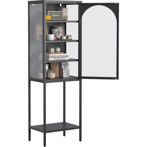 160 cm × 50 cm × 35 cm, meuble de rangement en métal et verre — étagère cubique à 5 niveaux, équipée de 3 étagères réglables, idéale pour la cuisine, la salle à manger, le salon, la salle de bains ou  (1/5)