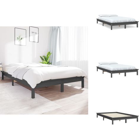Massivholzbett Grau 180x200 cm Kiefer - Holzbett - Massivholzbette - Doppelbett - Boxspringbetten - Kiefernwood (1/5)