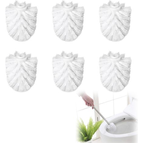 Lot de 6 têtes de brosse WC pour brosse WC - Diamètre : 8 cm - En plastique - Pour têtes de brosse WC de rechange - Blanc (1/5)