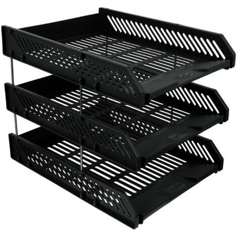 3 plateaux en plastique organisateur de fichiers de bureau noir vertical document bac à lettres organisateur empilable trieur porte-fichier avec organisateur de tiroir pour bureau maison (1/5)