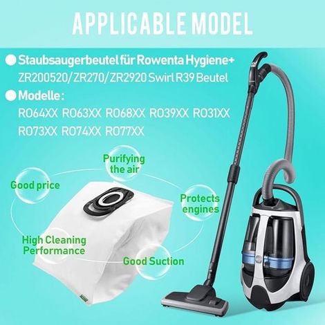 20 Premium Sacs Aspirateur pour Rowenta Silence Force Allergy+ PARKETT - RO6859 - RO6859EA (1/5)