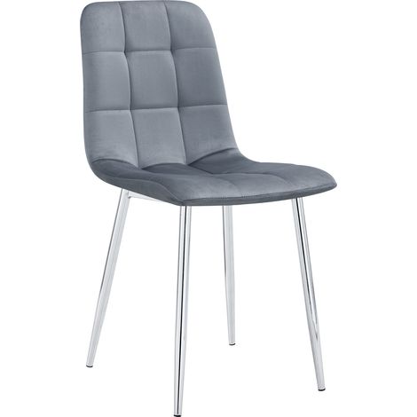 Lot de 4 chaises ELISA Velours & Pieds Chrome 42x55x87 cm (1/4)