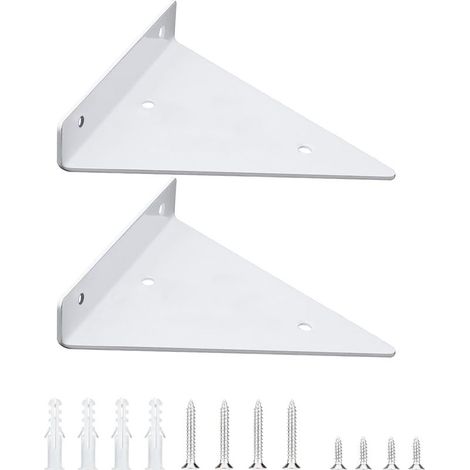 Support D'étagère,2 pièces Support Flottant Mural Robuste en Fer Invisible Triangle pour étagères Dans le Jardin d'étude de la Cuisine (130×140Blanc) (1/3)