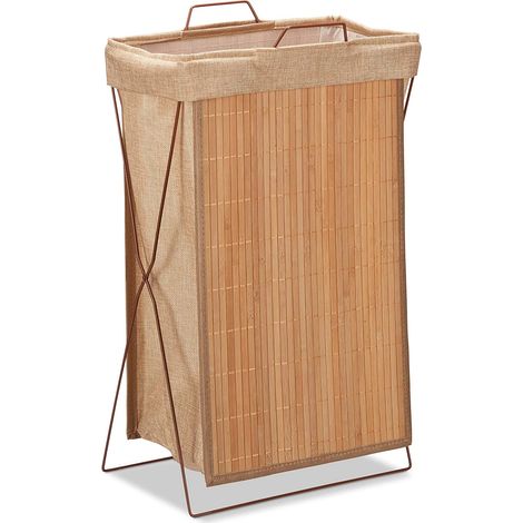 Cesta de bambú cesta 40 litros cesta plegable bolsa de lavandería asa plegable 61 cm naturaleza 130001911