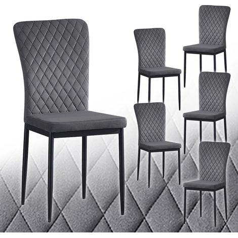 Set of 6 Velvet Dining Chairs High Back Kitchen Counter chairs home & restaurants& Lounge Leisure&Living Room(Grey,4)