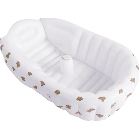 Asiento infantil inflable, plegable y portátil con soporte ergonómico, para que el bebé lo use en la ducha, el lavabo, la playa, la piscina, en verano, al aire libre y durante el juego. (1/4)