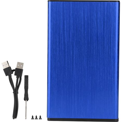 Boîtier externe pour disque dur portable 2.5 pouces USB 2.0, en aluminium brossé, compatible avec HDD/SSD 2 To, bleu (1/5)