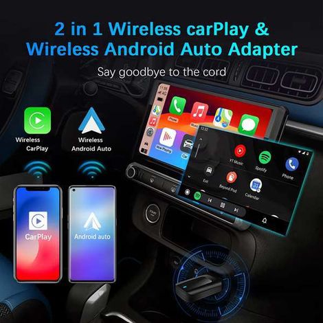2-in-1 Apple/Android Auto CarPlay Wireless Box - Original Car Wired to Wireless Adapter (1/5)