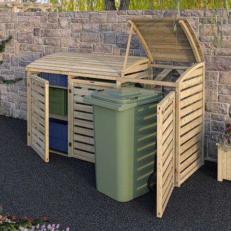 Rowlinson Timber Double Bin With Single Box Store