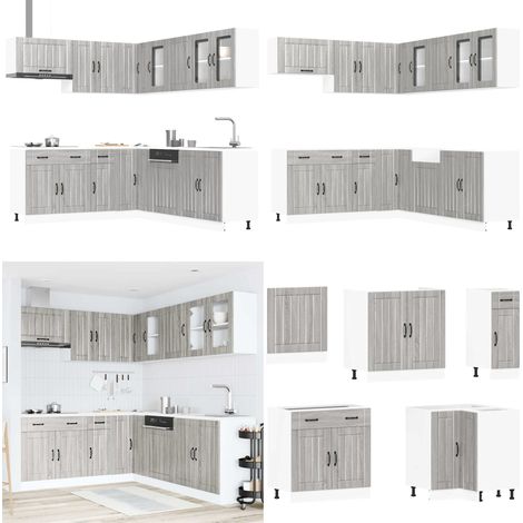 vidaXL 11-tlg. Küchenschrank-Set Lucca Grau Sonoma Holzwerkstoff (1/5)