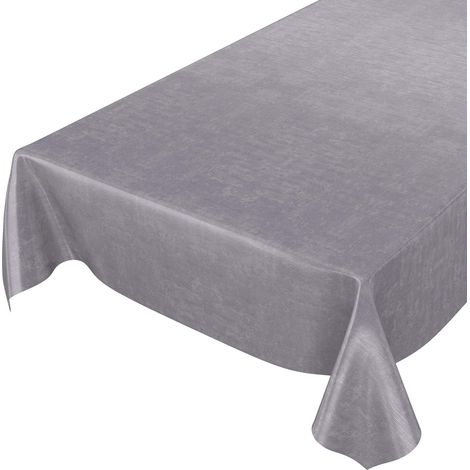 Nappe de Table en Toile cirée, de Forme Ronde, rectangulaire ou Ovale, 100 x 140cm, Bords découpés, Gris Uni Urban (1/5)