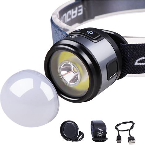Lampe Frontale LED Rechargeable 400LM avec Clip Chapeau et Aimant, Étanche IPX4, Angle Réglable 60°, pour Camping Randonnée (1/5)