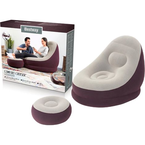 Bestway – Fauteuil gonflable avec repose-pied – Dimensions 122 x 94 x 81 cm – Confort optimal pour espaces extérieurs – Couleur orange (1/5)