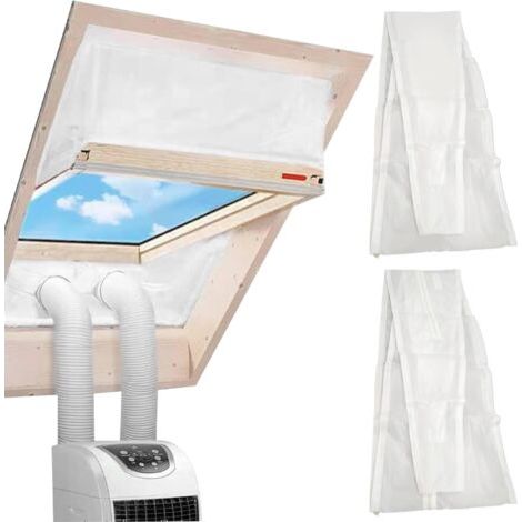 Kit de fenêtre de climatiseur Portable 75 Pouces avec Joint Ventilation à Fermeture éclair étanche, Ruban Fixation du Vent et Panneau réglable pour l'installation la fenêtre, Petit (1/5)