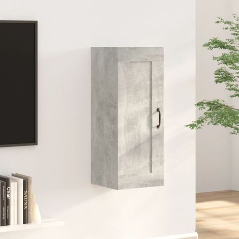 vidaXL Armadietto a Muro Grigio Cemento 35x34x90 cm Legno Multistrato